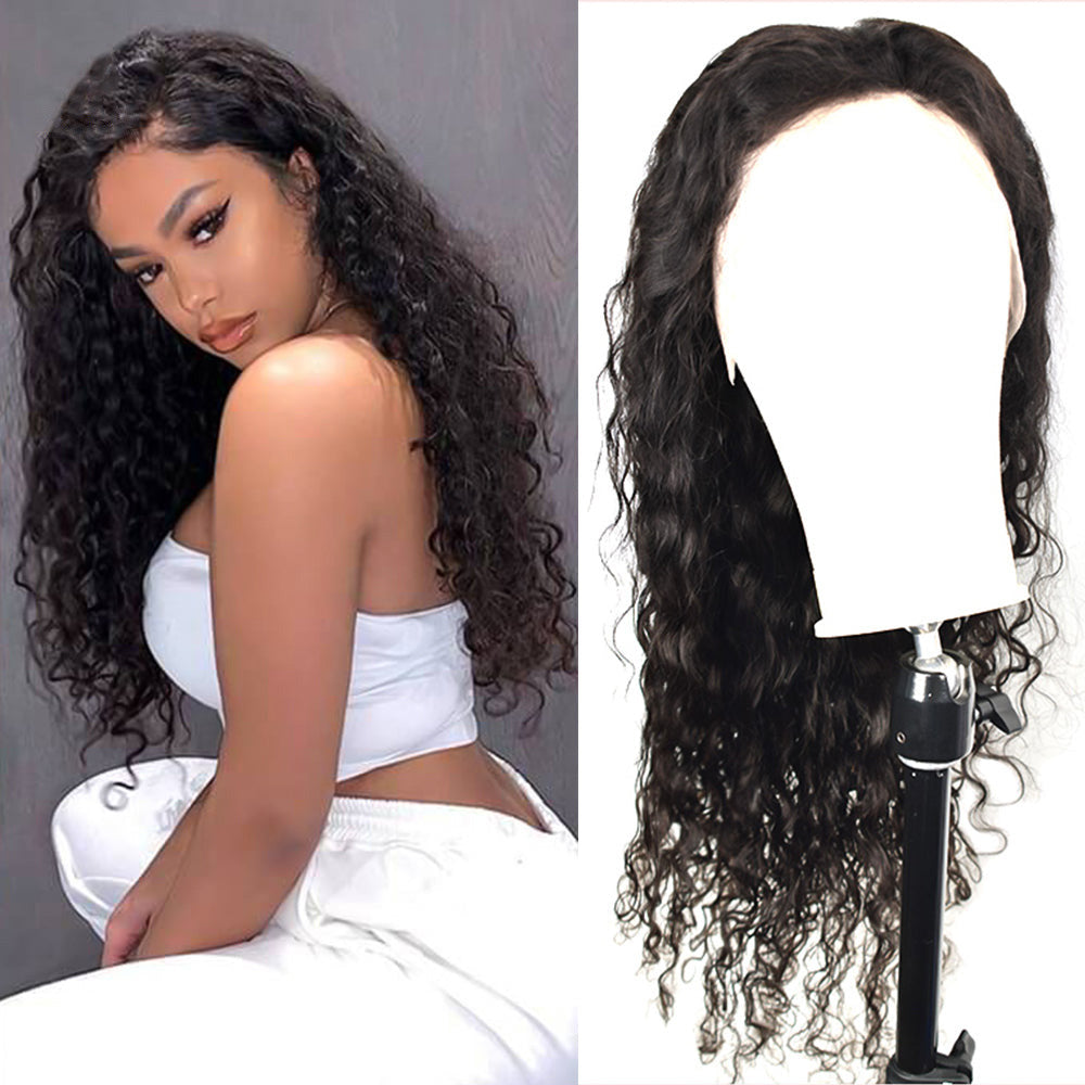#1B Water Wave HD Lace Front Wigs Human Hair 180% Density Transparent Lace Frontal Wigs Pre Plucked With Baby Hair CVOHAIR