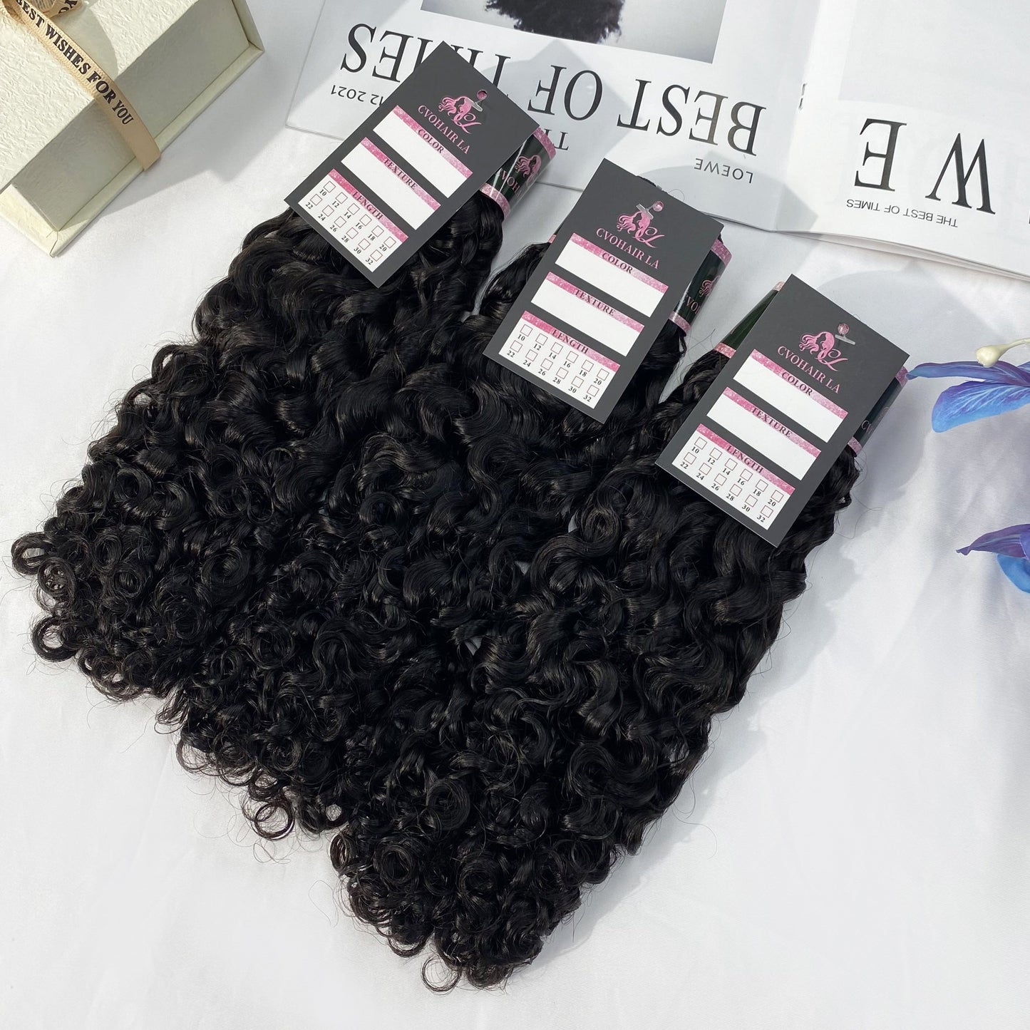 #1B Burmese Curly 10A Human Hair Bundles Virgin Hair 100% Unprocessed Weave Bundles Human Hair Double Weft CVOHAIR