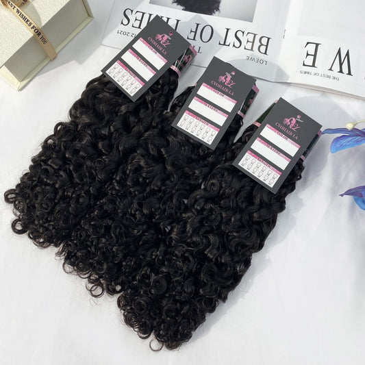 #1B Burmese Curly 10A Human Hair Bundles Virgin Hair 100% Unprocessed Weave Bundles Human Hair Double Weft CVOHAIR