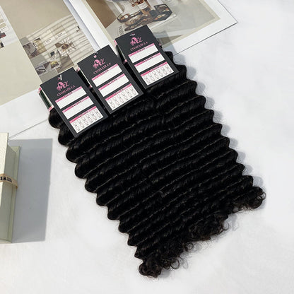#1B Deep Wave 10A Human Hair Bundles Brazilian Virgin Hair Weave CVOHAIR