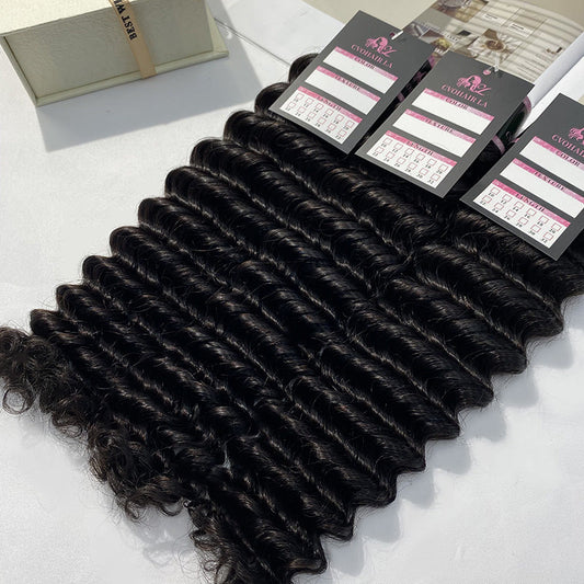 #1B Deep Wave 10A Human Hair Bundles Brazilian Virgin Hair Weave CVOHAIR