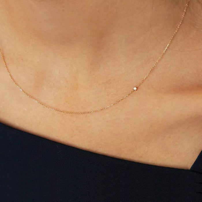 Tiny Diamond Choker with 14k Rose Gold Chain