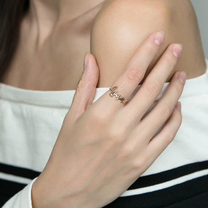 Rose Gold Name Ring with Genuine DIAMOND