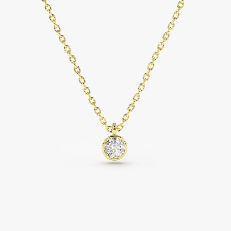 Solitaire Diamond Pendant with 14k Gold Chain
