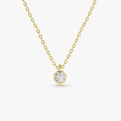 Solitaire Diamond Pendant with 14k Gold Chain