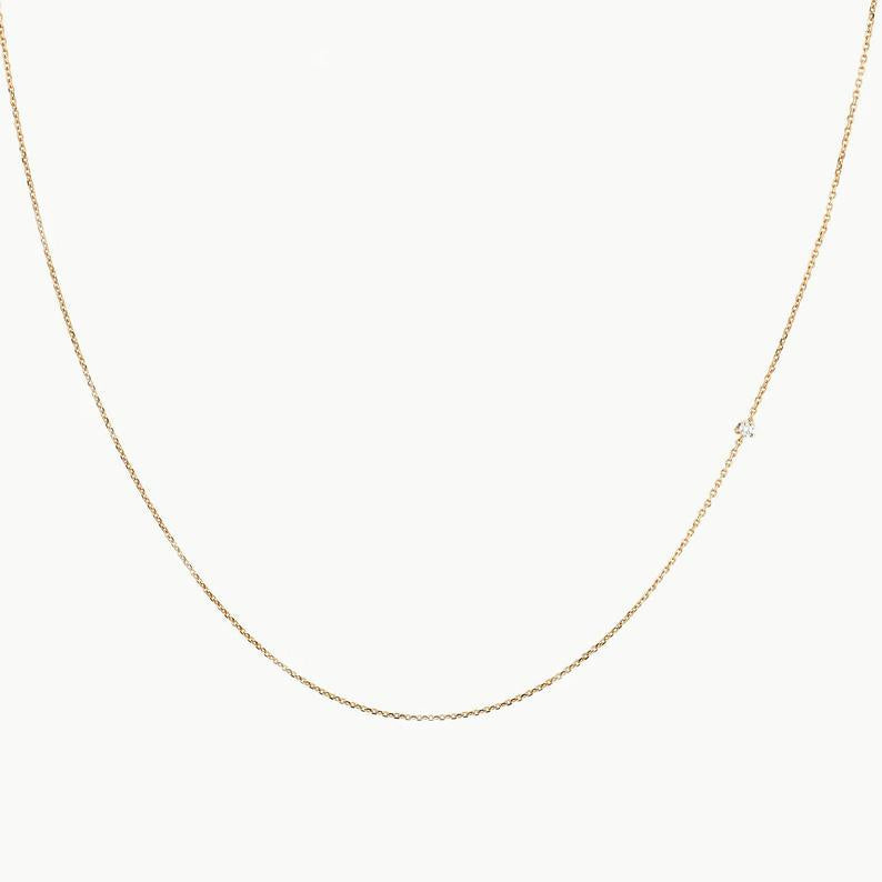 Tiny Diamond Choker with 14k Rose Gold Chain