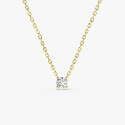 Delicate Solitaire Necklace 14k Solid Gold Jewelry