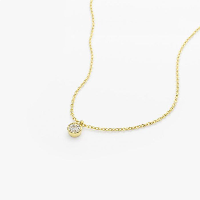 Solitaire Diamond Pendant with 14k Gold Chain