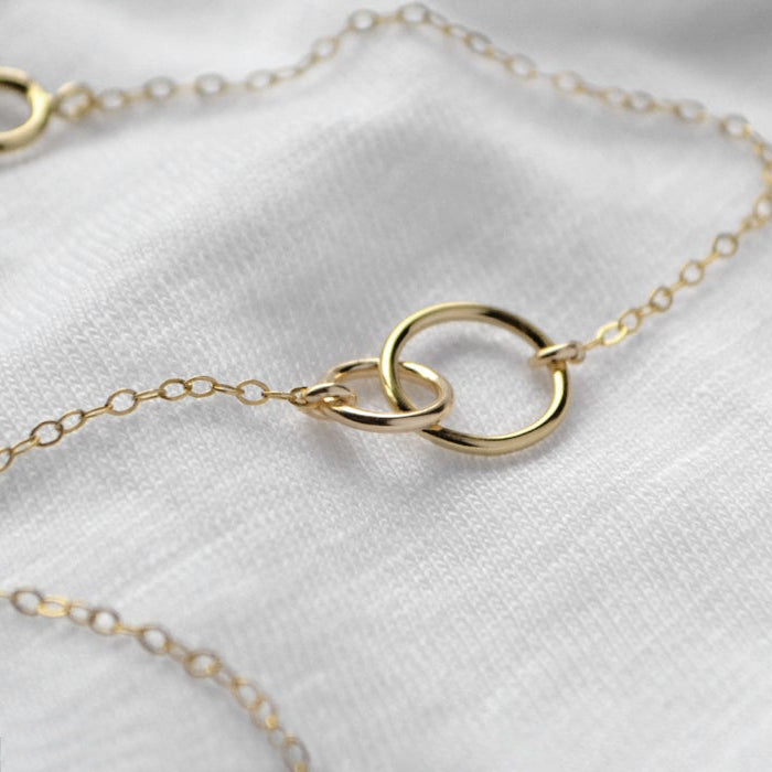 Friendship Bracelet Double Circle on Silver Cable Chain