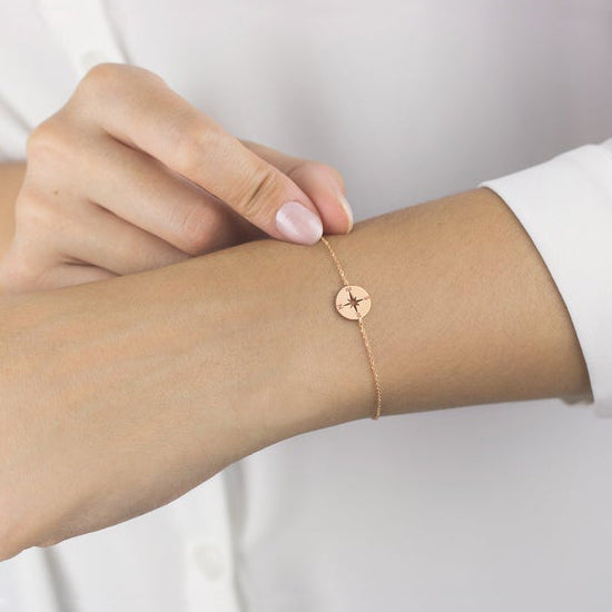 Small Compass Charm Bracelet Nautical Jewelry