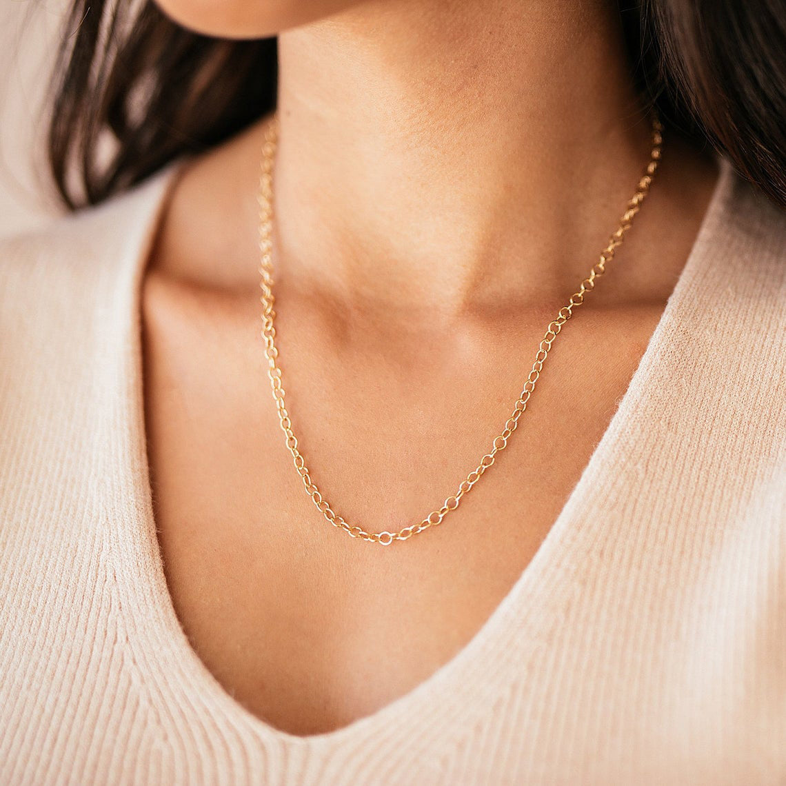Oval Cable Link Chain Necklace in 18k Gold Vermeil