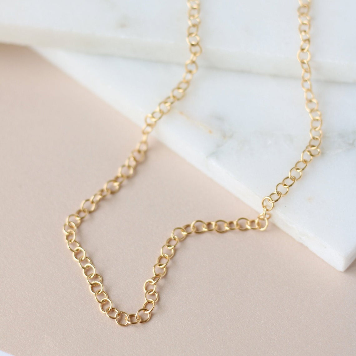 Oval Cable Link Chain Necklace in 18k Gold Vermeil