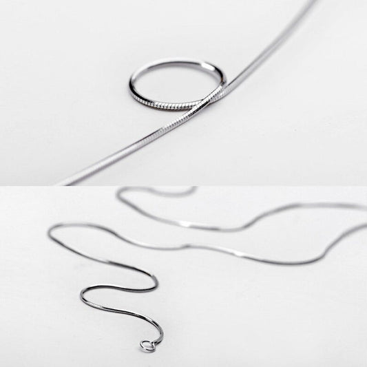 Round Snake Chain Thin 925 Sterling Silver Necklace