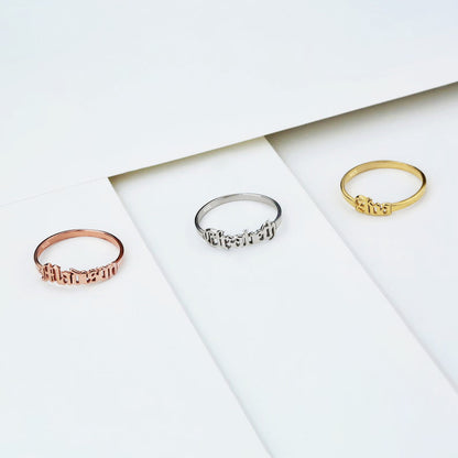 Old English Custom Name Ring Rose Gold Dainty Jewelry
