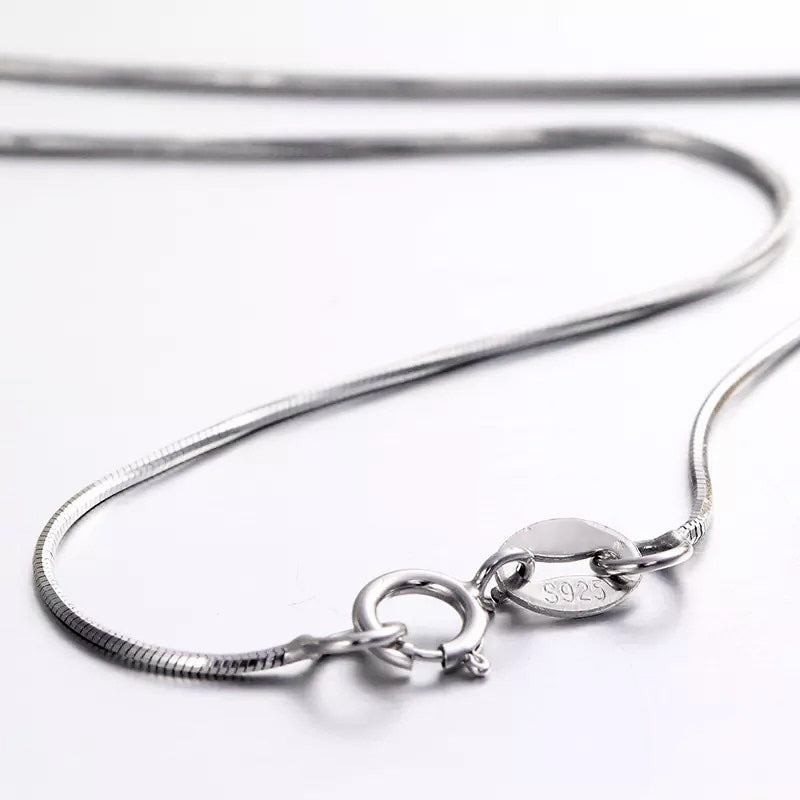 Round Snake Chain Thin 925 Sterling Silver Necklace