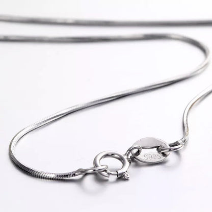 Round Snake Chain Thin 925 Sterling Silver Necklace