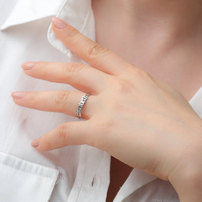 Old English Custom Name Ring Rose Gold Dainty Jewelry