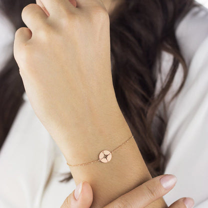 Small Compass Charm Bracelet Nautical Jewelry