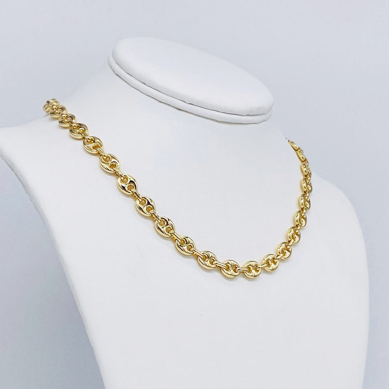 Puffed Mariner Silver Chain Bold Link Necklace