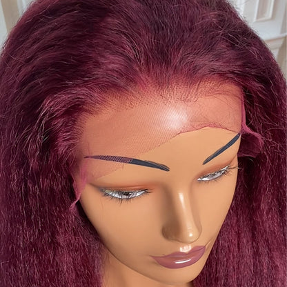 Pre Cut Lace 4*4 HD Lace Glueless #99J Kinky Straight Free Shipping Wigs 100% Human Hair CVOHAIR