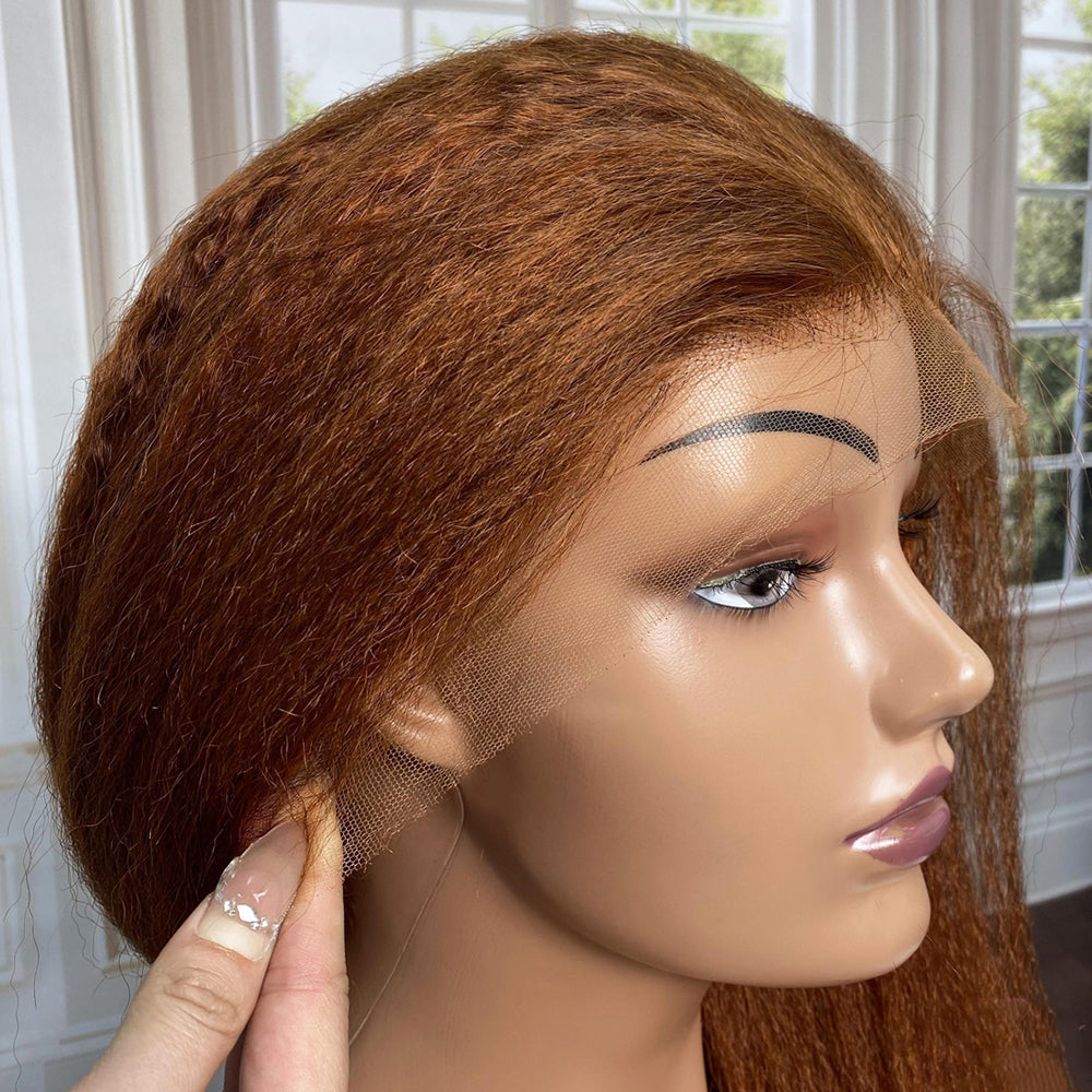#30 Kinky Straight Wigs With Pre-Cut Lace Free Shipping CVOHAIR