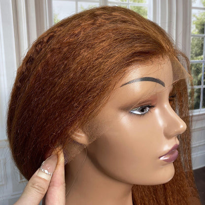 #30 Kinky Straight Wigs With Pre-Cut Lace Free Shipping CVOHAIR