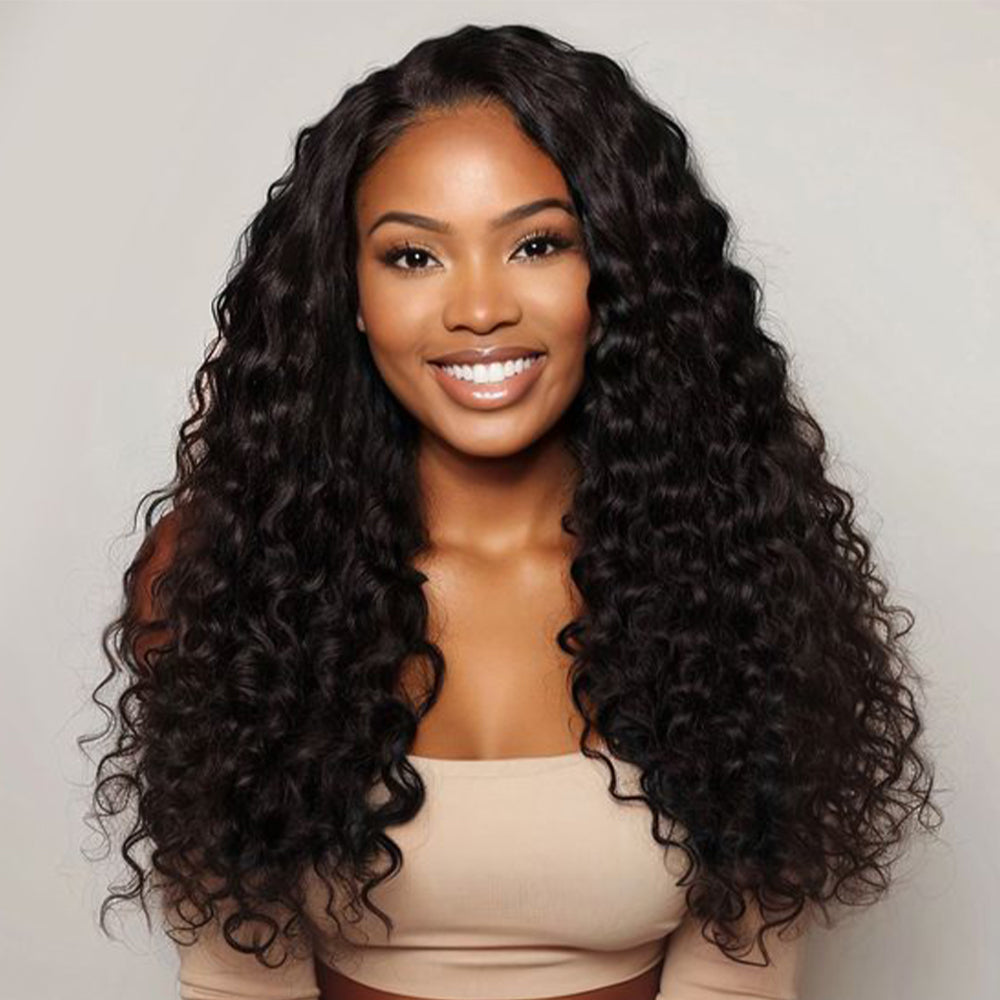 Burmese Curly Transparent Lace 13*4 Full Frontal Wig 200% Density Pre Plucked 100% Human Hair CVOHAIR