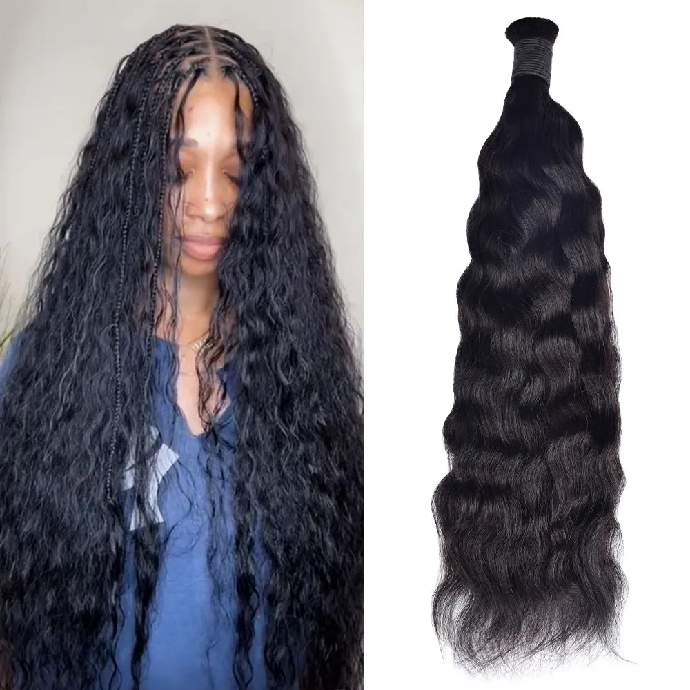 Natural Black Wet & Wavy Human Bulk Hair For Braiding CVOHAIR
