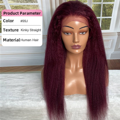 Pre Cut Lace 4*4 HD Lace Glueless #99J Kinky Straight Free Shipping Wigs 100% Human Hair CVOHAIR