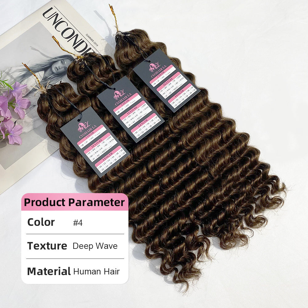 #4 Deep Wave Crochet Human Hair Extensions CVOHAIR
