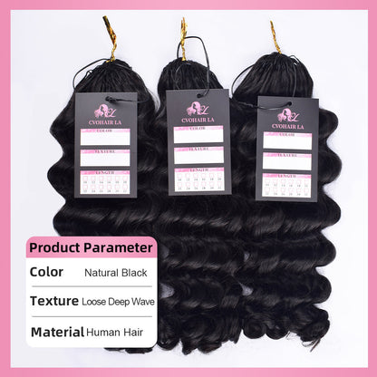 Loose Deep Wave Crochet Human Hair Extensions CVOHAIR