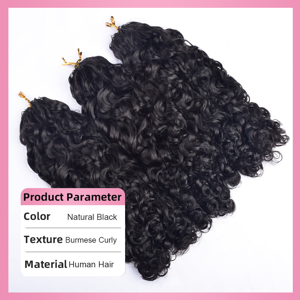 Crochet Human Hair Burmese Curly Hair Extensions CVOHAIR