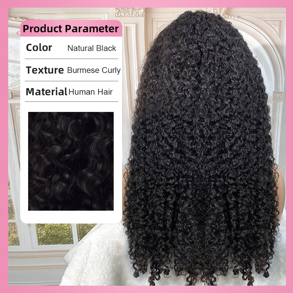 Burmese Curly 13*4 Lace Curly Bangs Wigs Free Shipping CVOHAIR