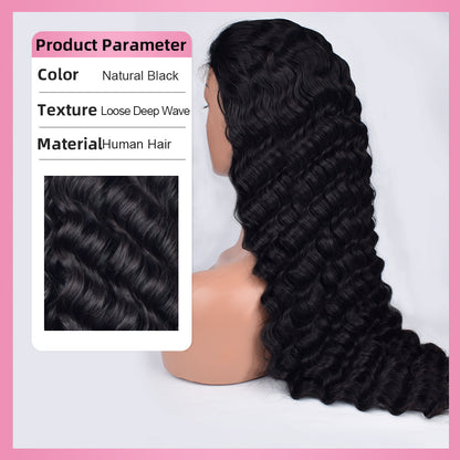 Loose Deep Wave Transparent Lace Frontal Wigs Human Hair 180% Density Pre Plucked With Baby Hair CVOHAIR