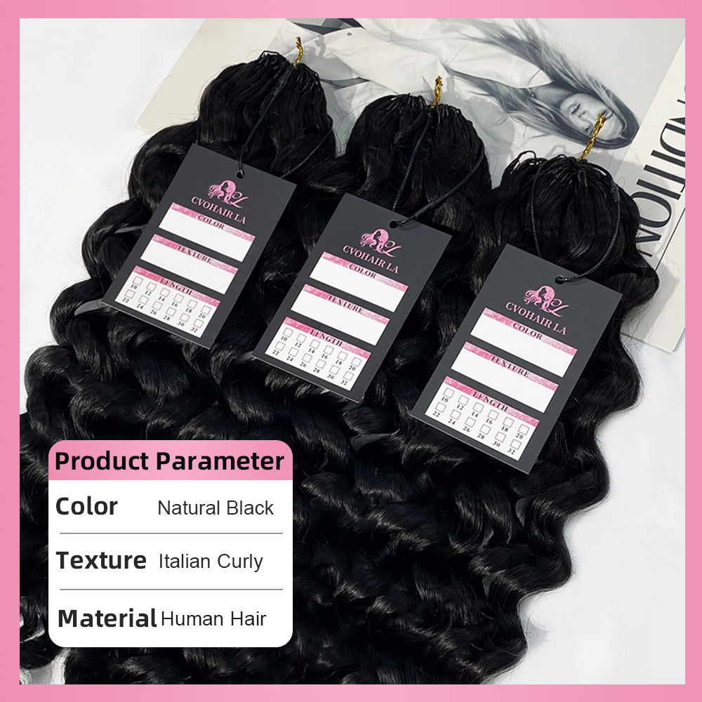 Italian Curly Crochet Human Hair Extensions CVOHAIR