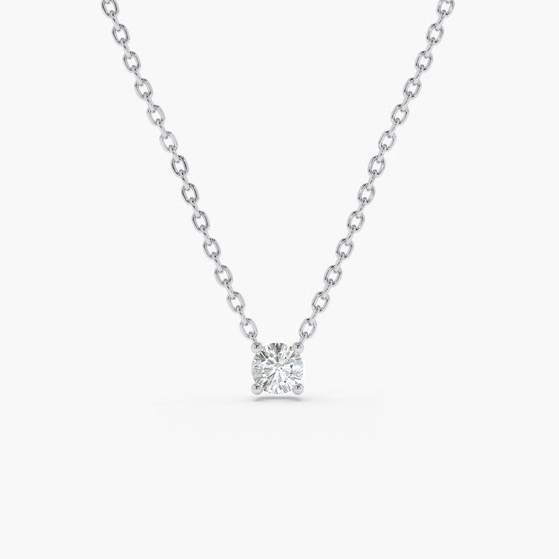 Minimalist Jewelry Solitaire Diamond Silver Necklace