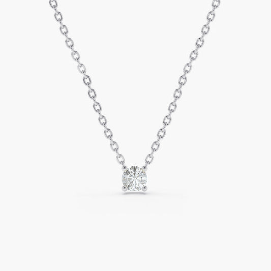 Minimalist Jewelry Solitaire Diamond Silver Necklace