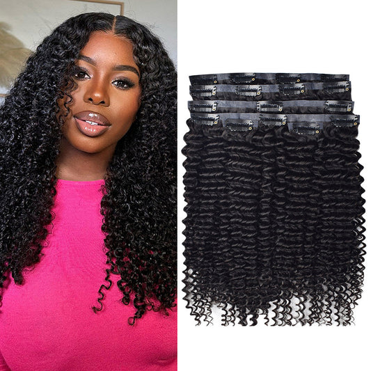 #1B 6Pcs Kinky Curly Flash Sale Free Shipping PU Seamless Clip ins Hair Extensions Real Human Hair 120G CVOHAIR