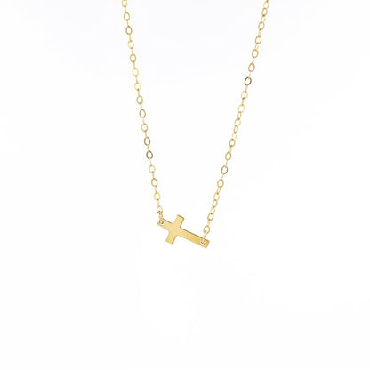 Tiny Sideways Cross Bracelet with Chain 925 Silver Jewelry