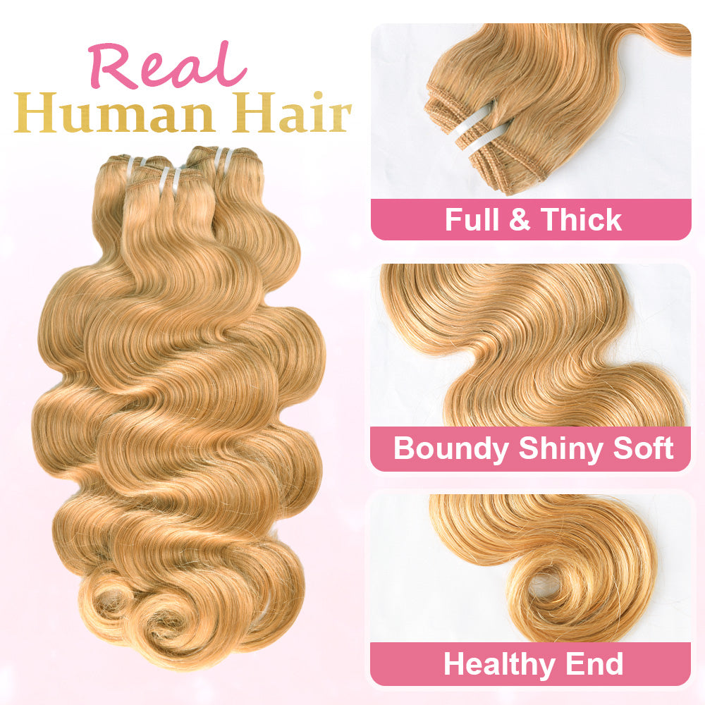 #27 Body Wave 10A Bundles Virgin Hair 100% Unprocessed Weave Human Hair Double Weft CVOHAIR