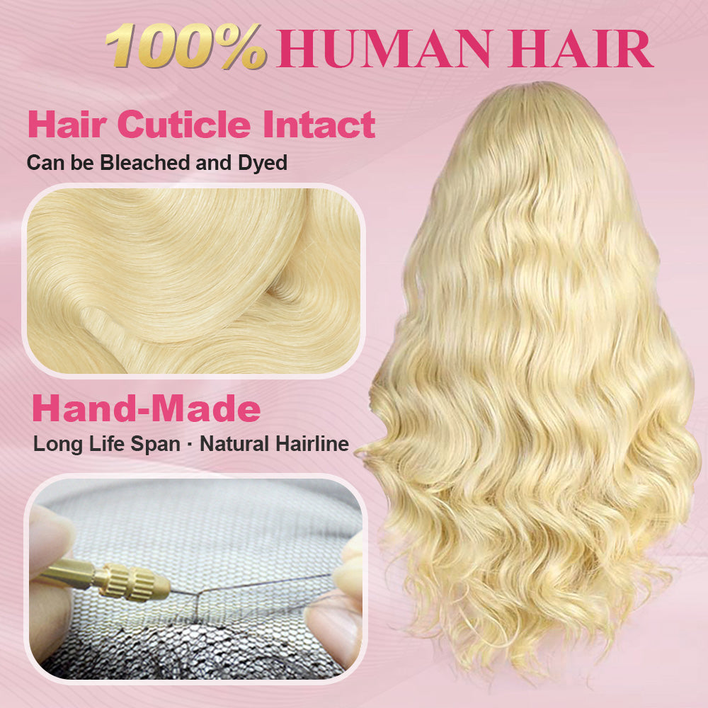 #613 Body Wave Blonde HD Lace Front Wigs Human Hair 200% Density Lace Frontal Wig Pre Plucked with Baby Hair CVOHAIR