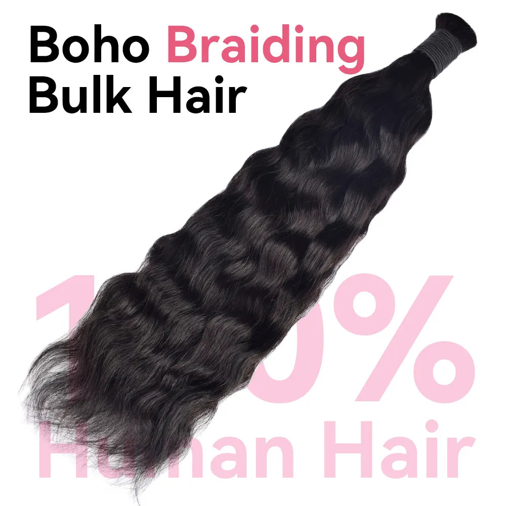 Natural Black Wet & Wavy Human Bulk Hair For Braiding CVOHAIR