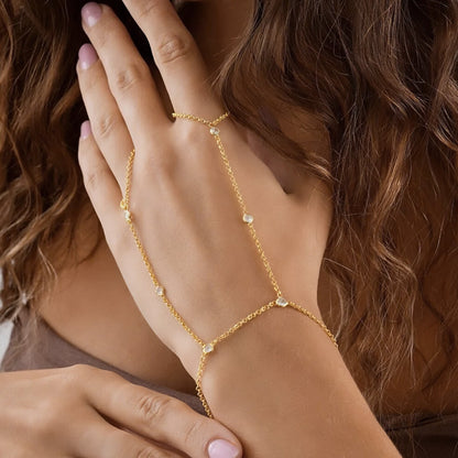 Gold-Plated 2-finger Handchain Zircon Stone Shahmaran