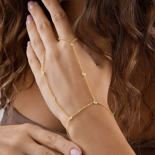 Gold-Plated 2-finger Handchain Zircon Stone Shahmaran
