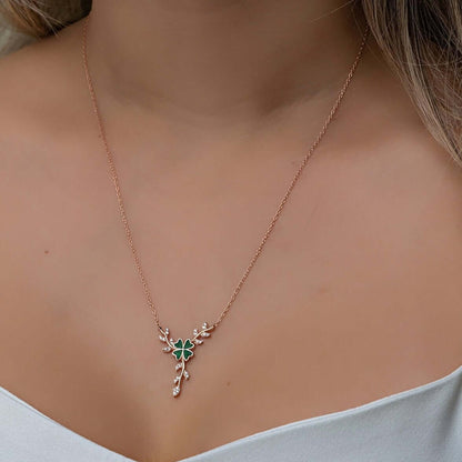 Lucky Charm Rose Gold Plated Silver Clover Necklace