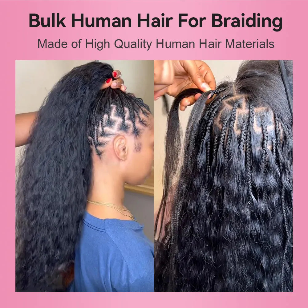 Natural Black Wet & Wavy Human Bulk Hair For Braiding CVOHAIR
