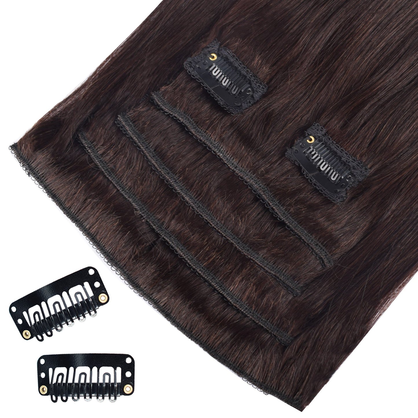 #2 Dark Brown Straight Free Shipping Clip in Hair Extensions Real Human Hair Invisible Lace Clip ins 6Pcs 110G CVOHAIR