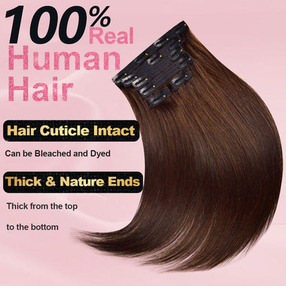 #3 Straight Free Shipping Clip in Hair Extensions Real Human Hair Invisible Lace Clip ins 6Pcs 110G CVOHAIR