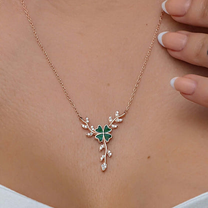 Lucky Charm Rose Gold Plated Silver Clover Necklace