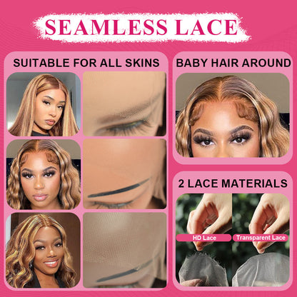 #4/27 Loose Deep Wave HD Lace Front Wigs Human Hair 200% Density Transparent Lace Frontal Wigs Pre Plucked With Baby Hair CVOHAIR